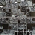 modern office reception counter design for hotel White backsplash 3d glass tiles WM19